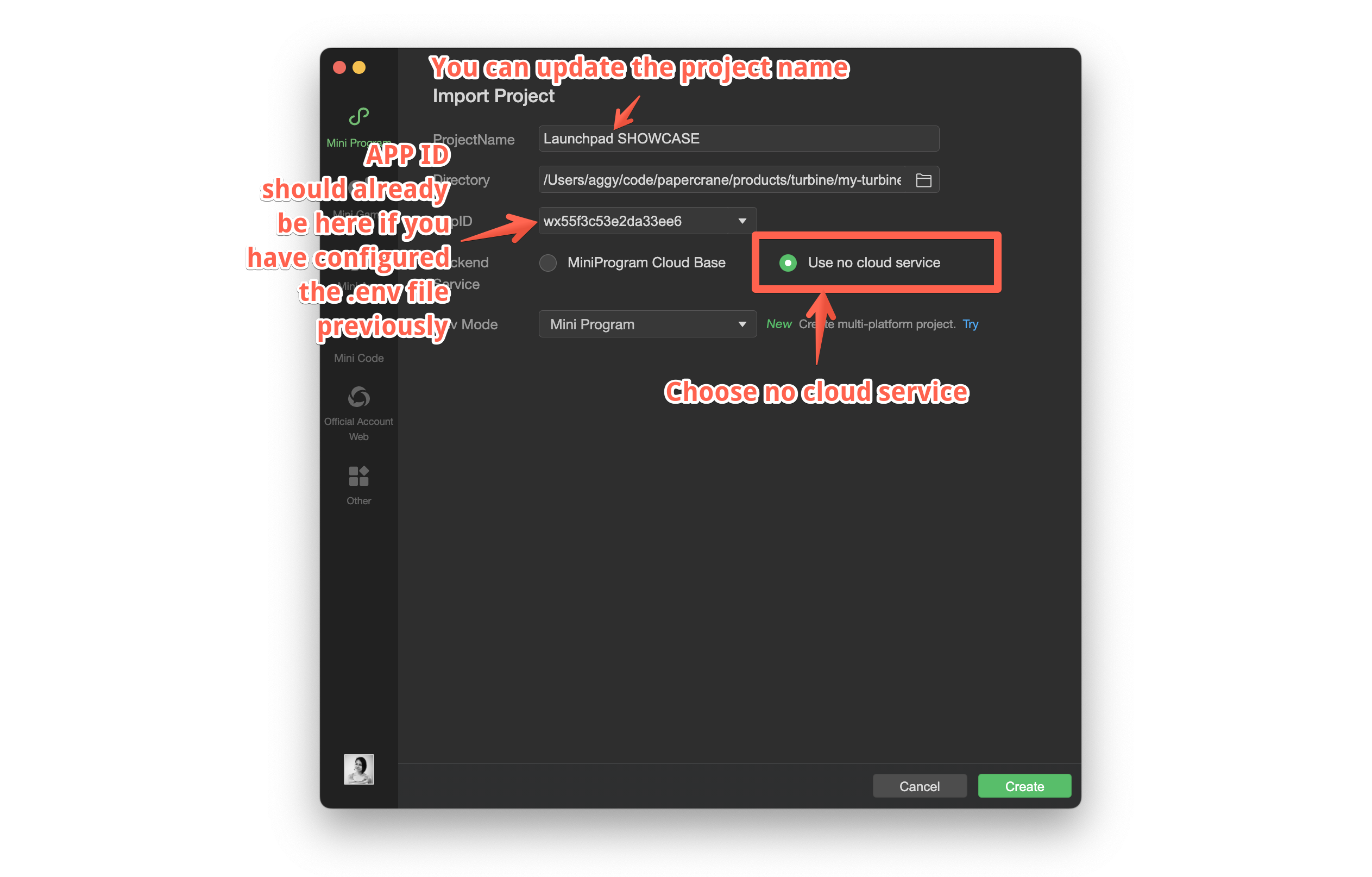 Open the project in Wechat Developer Tools